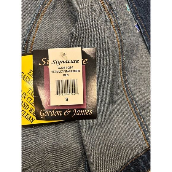 VTG Signature GJ Gordon & James Women's Embroidered Denim Vest Blue Small NWT - Picture 5 of 9